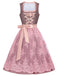 2PCS Misty Rose 1950s Ditsy Floral Satin Dress & Apron