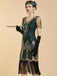 1920s V Neck Sequin Vintage Dress 8