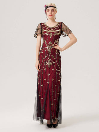 1920s Beaded Mesh Short Sleeve Charleston Dress: timeless style reimagined
