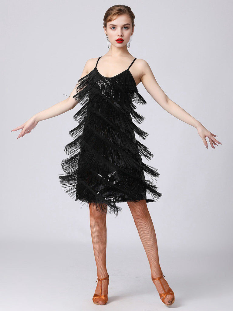1920s Charleston Layered Tassel Straps Dress — a 1