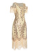 She slips into this 1920s Cold Shoulder Embroidered Fringe Sequins Dress and suddenly it's a 1920s daydream