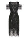 1920s Cold Shoulder Embroidered Fringe Sequins Dress: where 1920s romance meets her modern spirit