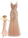 Beige 1920s Sequin Mesh Backless Mermaid Evening Dress - vintage dress, retro fashion, Gatsby party
