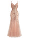 Beige 1920s Sequin Mesh Backless Mermaid Evening Dress - vintage dress, retro fashion, Gatsby party
