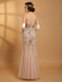 Beige 1920s Sequin Mesh Backless Mermaid Evening Dress - vintage dress, retro fashion, Gatsby party
