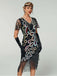 Black 1920s Peacock Sequin Beaded Fringe Flapper Dress - vintage dress, retro fashion, Gatsby party