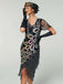 Black 1920s Peacock Sequin Beaded Fringe Flapper Dress - vintage dress, retro fashion, Gatsby party