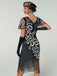 Black 1920s Peacock Sequin Beaded Fringe Flapper Dress - vintage dress, retro fashion, Gatsby party