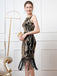 Black 1920s Sequined Flapper Backless Sleeveless Dress - vintage dress, retro fashion, Gatsby party