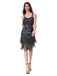 Blue Grey 1920s Sequined Tassel Ball Beaded Slip Dress - vintage dress, retro fashion, Gatsby party