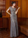 Gray 1920s Sequined Tulle Cap Sleeve Round Neck Dress - vintage dress, retro fashion, Gatsby party