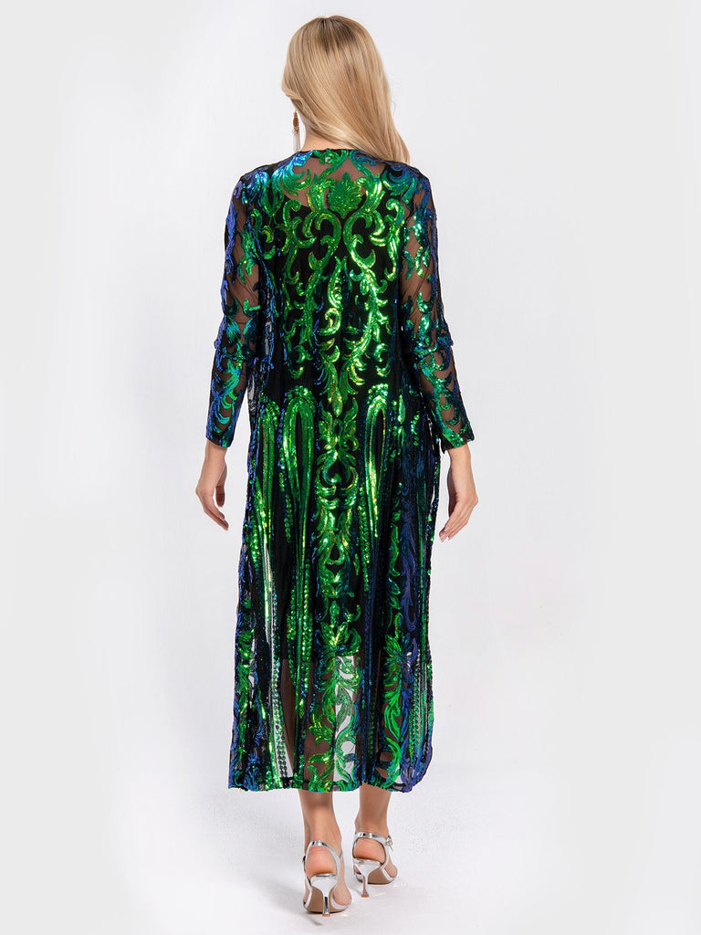 1920s Embroidered Long Sheer Sequin Cardigan — 1920s vintage charm for her modern wardrobe