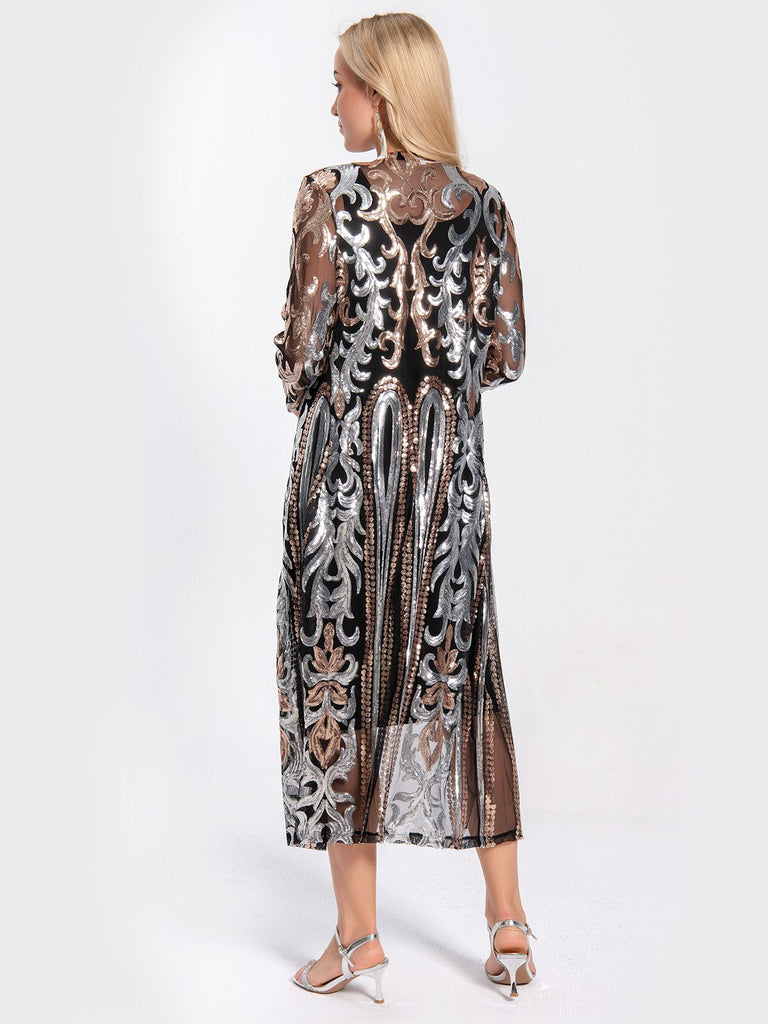 1920s Embroidered Long Sheer Sequin Cardigan — 1920s style that transcends decades