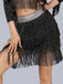 1920s Fringe Solid Elastic Waist Skirt - vintage skirt, retro style