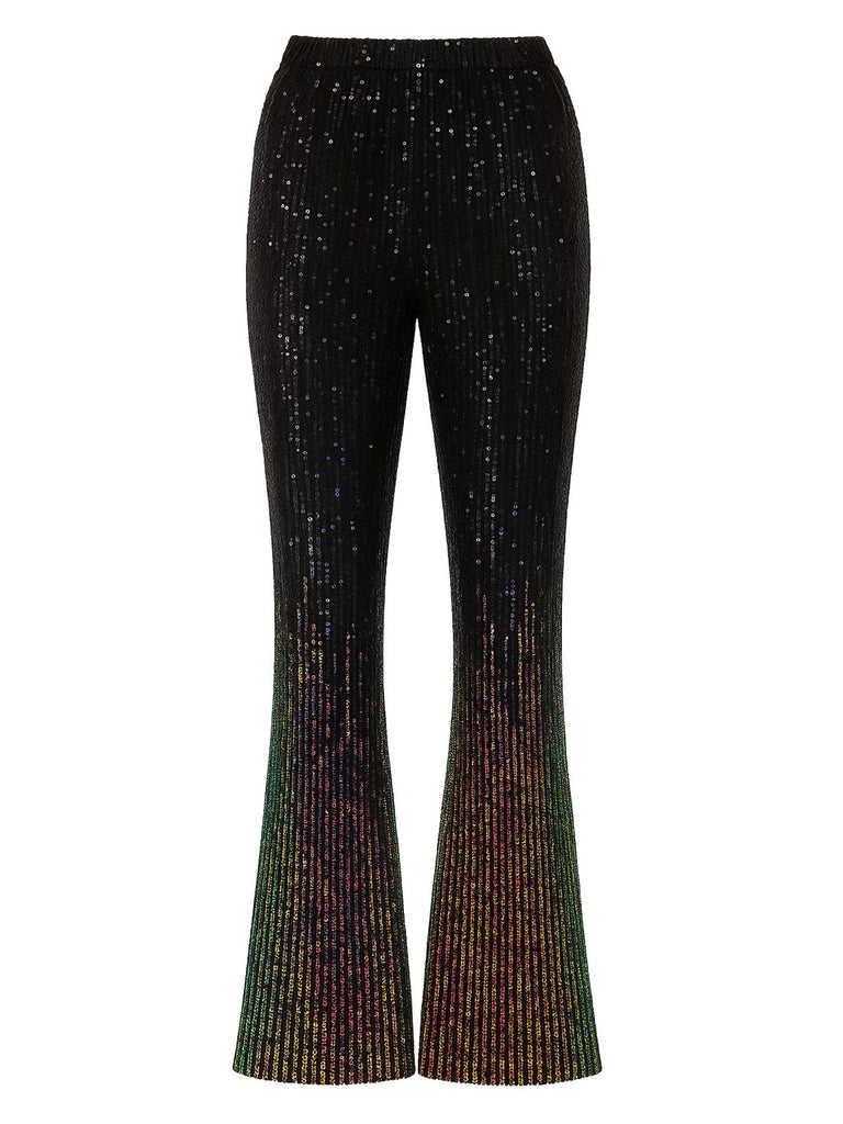 1920s Gradient Sequin Flared Pants - vintage fashion, retro style, elegant red