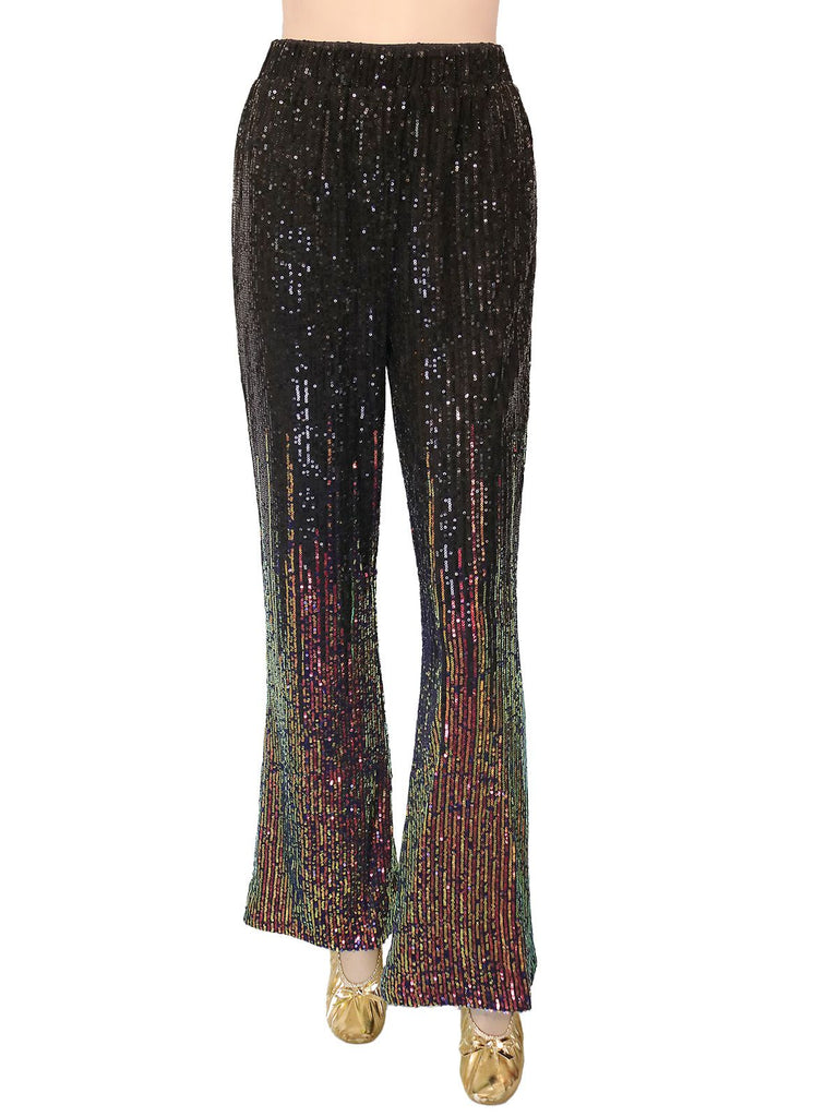 1920s Gradient Sequin Flared Pants - vintage fashion, retro style, elegant red