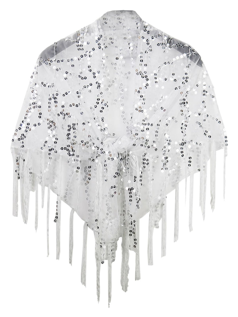 1920s Hollow Tassel Lace-Up Sequined Cape - vintage fashion, retro style