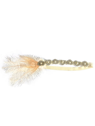 1920s Pearl Alloy Feather Hair Accessory - vintage fashion, retro style