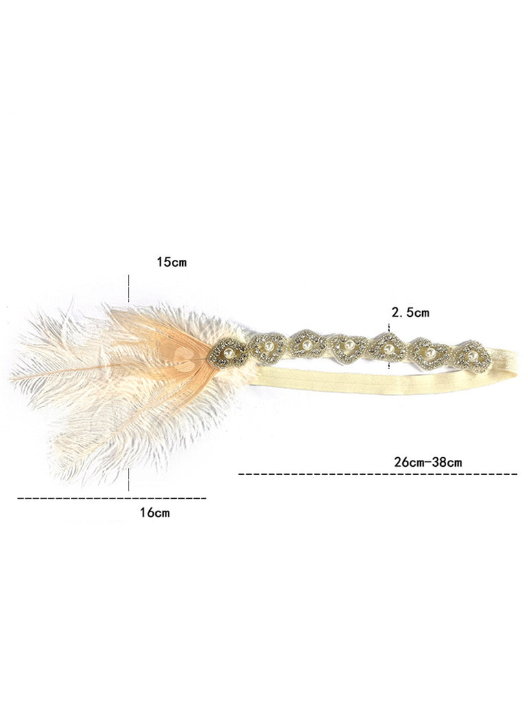 1920s Pearl Alloy Feather Hair Accessory - vintage fashion, retro style