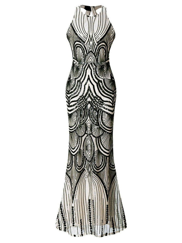 1920s Sequin Backless Formal Dress, classic 1920s style elegant retro fashion - Image 7