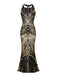 1920s Sequin Backless Formal Dress, classic vintage style elegant retro fashion