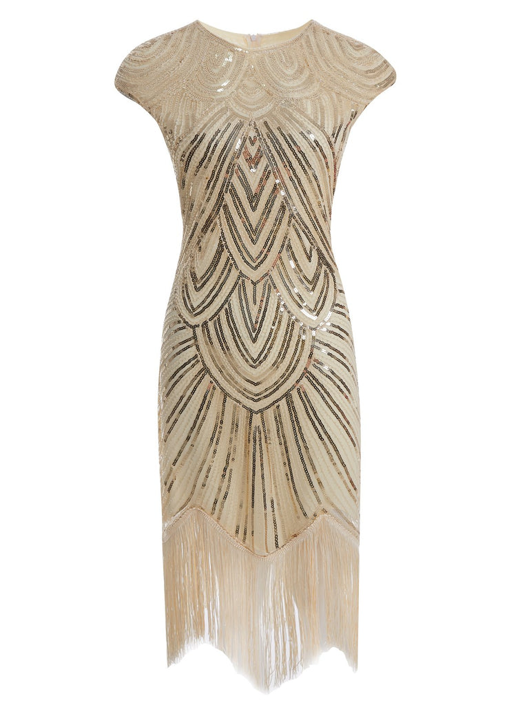 Wine 1920s Sequin Beaded Fringed Dress, classic 1920s style elegant retro fashion - Image 10