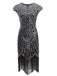 Wine 1920s Sequin Beaded Fringed Dress, classic 1920s style elegant retro fashion - Image 11