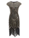 Wine 1920s Sequin Beaded Fringed Dress, classic 1920s style elegant retro fashion - Image 8