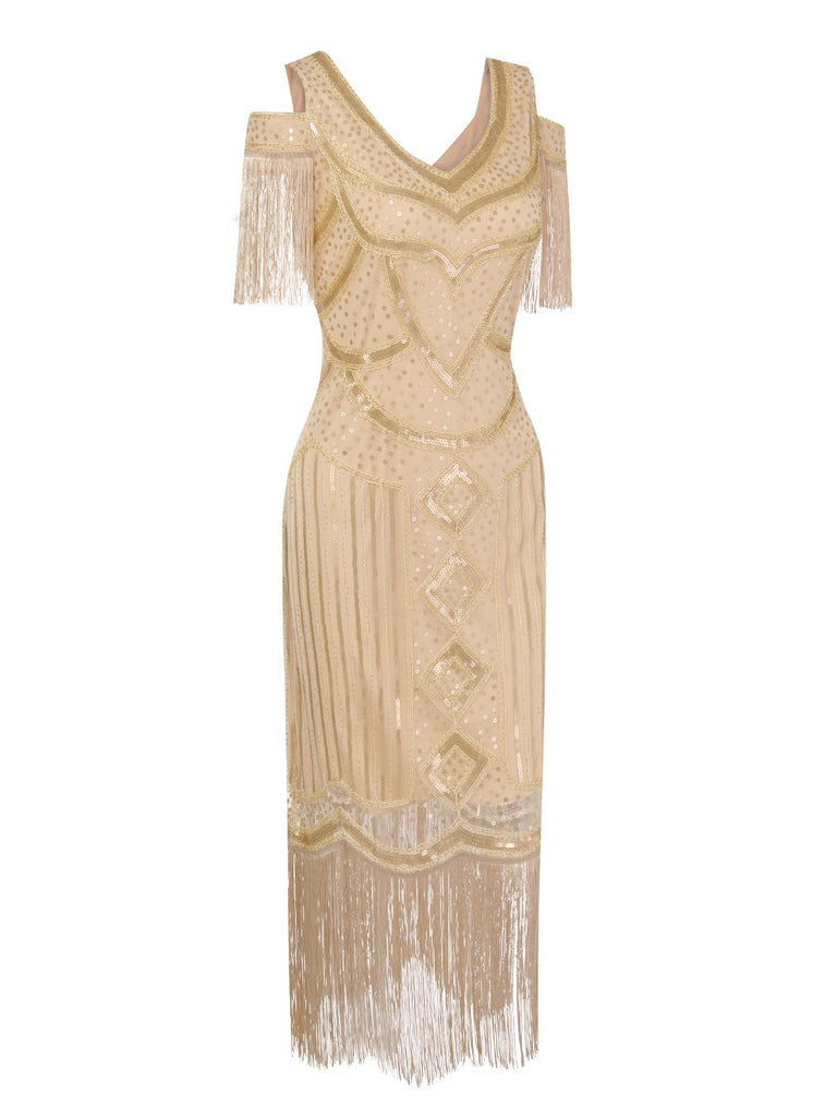 1920s Sequin Beaded Tassel Gastby Dress, vintage dress, retro fashion, Gatsby party, flapper style - perfect for women who love vintage and retro fashion