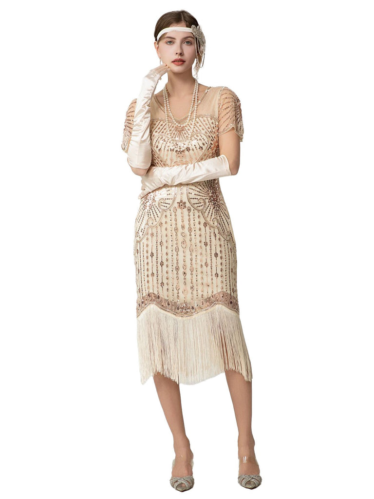 1920s Sequin Beads Fringed Charleston Dress - vintage dress, retro fashion, Gatsby party