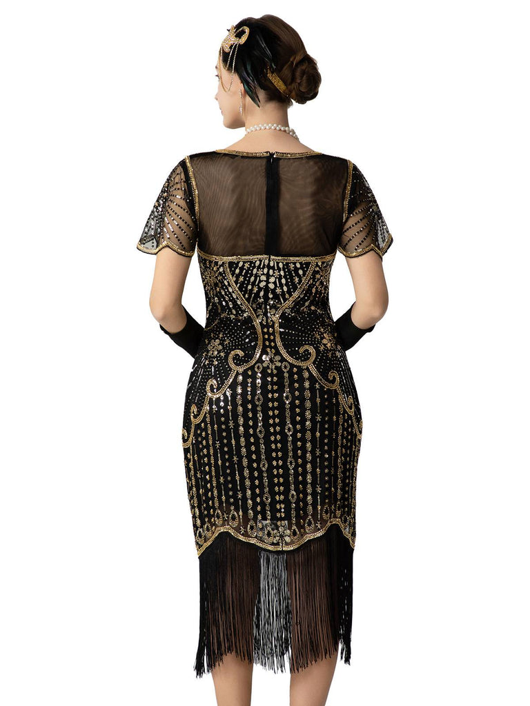 1920s Sequin Beads Fringed Charleston Dress - vintage dress, retro fashion, Gatsby party