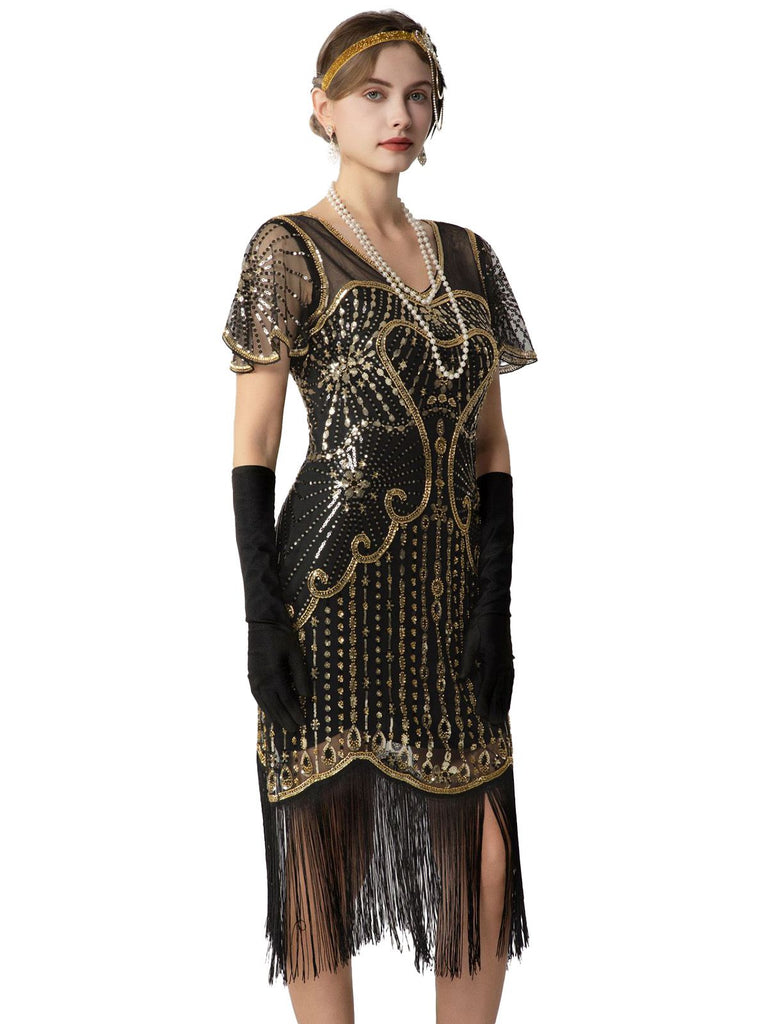 1920s Sequin Beads Fringed Charleston Dress - vintage dress, retro fashion, Gatsby party