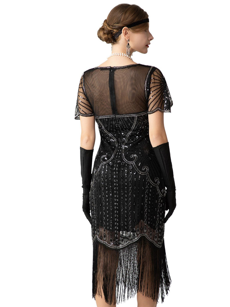 1920s Sequin Beads Fringed Charleston Dress - vintage dress, retro fashion, Gatsby party