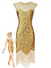 1920s Sequin Beads Fringed Evening Dress - vintage dress, retro fashion, Gatsby party