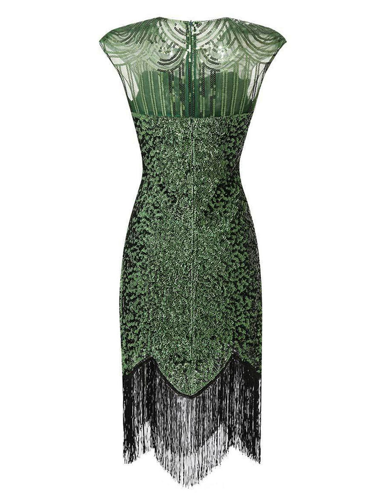 1920s Sequin Beads Fringed Evening Dress - vintage dress, retro fashion, Gatsby party