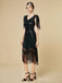 1920s Sequin Fringe Flapper V-Neck Dress - vintage dress, retro fashion, Gatsby party