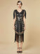 1920s Sequin Fringe Flapper V-Neck Dress - vintage dress, retro fashion, Gatsby party