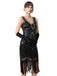 1920s Sequin Fringe Sleeveless U-Neck Flapper Dress - vintage dress, retro fashion, Gatsby party