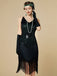 1920s Sequin Fringe Spaghetti Strap Flapper Dress - vintage dress, retro fashion, Gatsby party