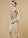 1920s Sequin Fringe Spaghetti Strap Flapper Dress - vintage dress, retro fashion, Gatsby party
