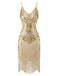 1920s Sequin Fringe Spaghetti Strap Flapper Dress - vintage dress, retro fashion, Gatsby party