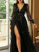 1920s Sequined Deep V-Neck Side Slit Maxi Dress, vintage dress, retro fashion, Gatsby party, flapper style - perfect for women who love vintage and retro fashion