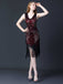 She slips into this 1920s Sequined Fringe Flapper Sleeveless Dress and suddenly it's a 1920s daydream