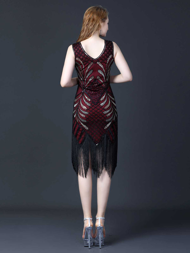 1920s Sequined Fringe Flapper Sleeveless Dress — the kind of 1920s dress that makes strangers smile