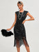 1920s Sequined Fringe Round Neck Cap Sleeve Dress - vintage dress, retro fashion, Gatsby party