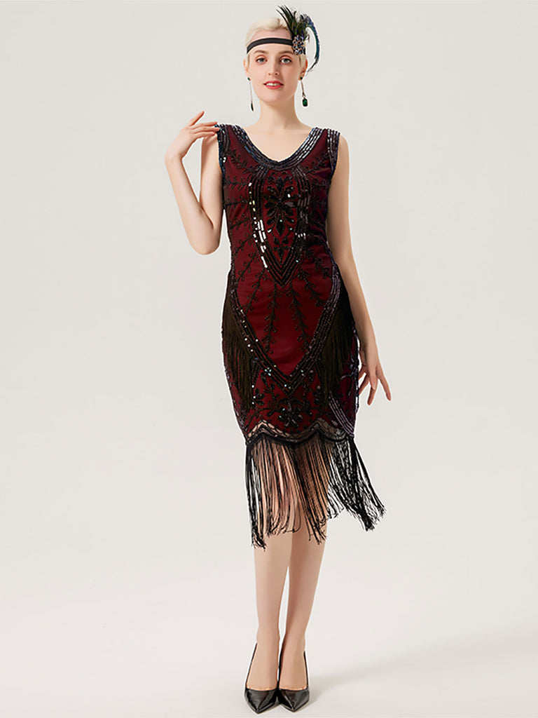1920s Sequined Fringed Sleeveless Dress: timeless style reimagined