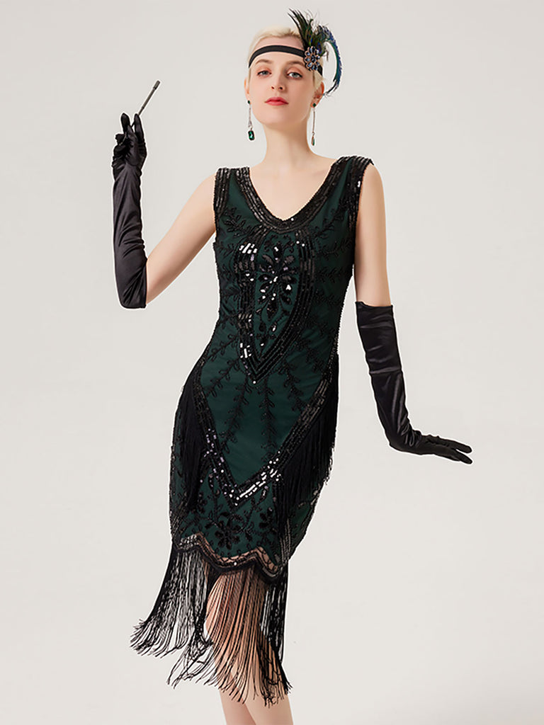 1920s Sequined Fringed Sleeveless Dress: timeless style reimagined