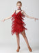 1920s Sequined Sleeveless Fringed Hem Dress: where 1920s romance meets her modern spirit