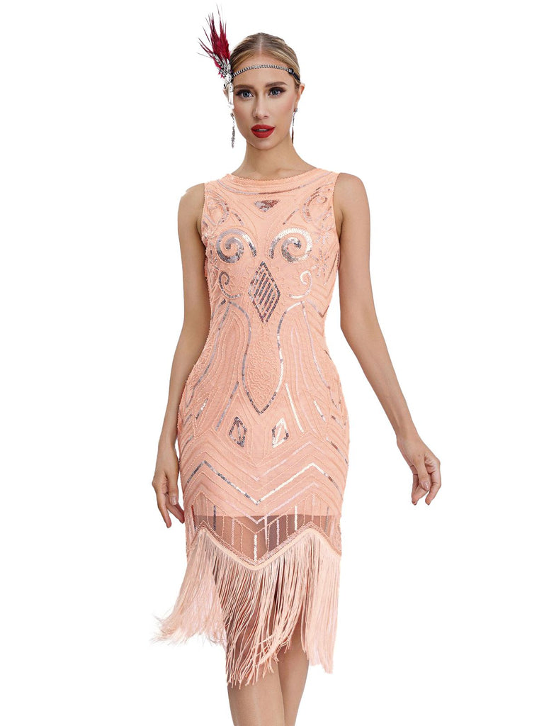 1920s Sequined Sleeveless Fringed Hem Dress — the kind of 1920s dress that makes strangers smile
