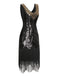 View 6: 1920s 1920s Sequined Tassel V-Neck Dress, perfect for retro themed parties, vintage fashion enthusiasts and special occasions